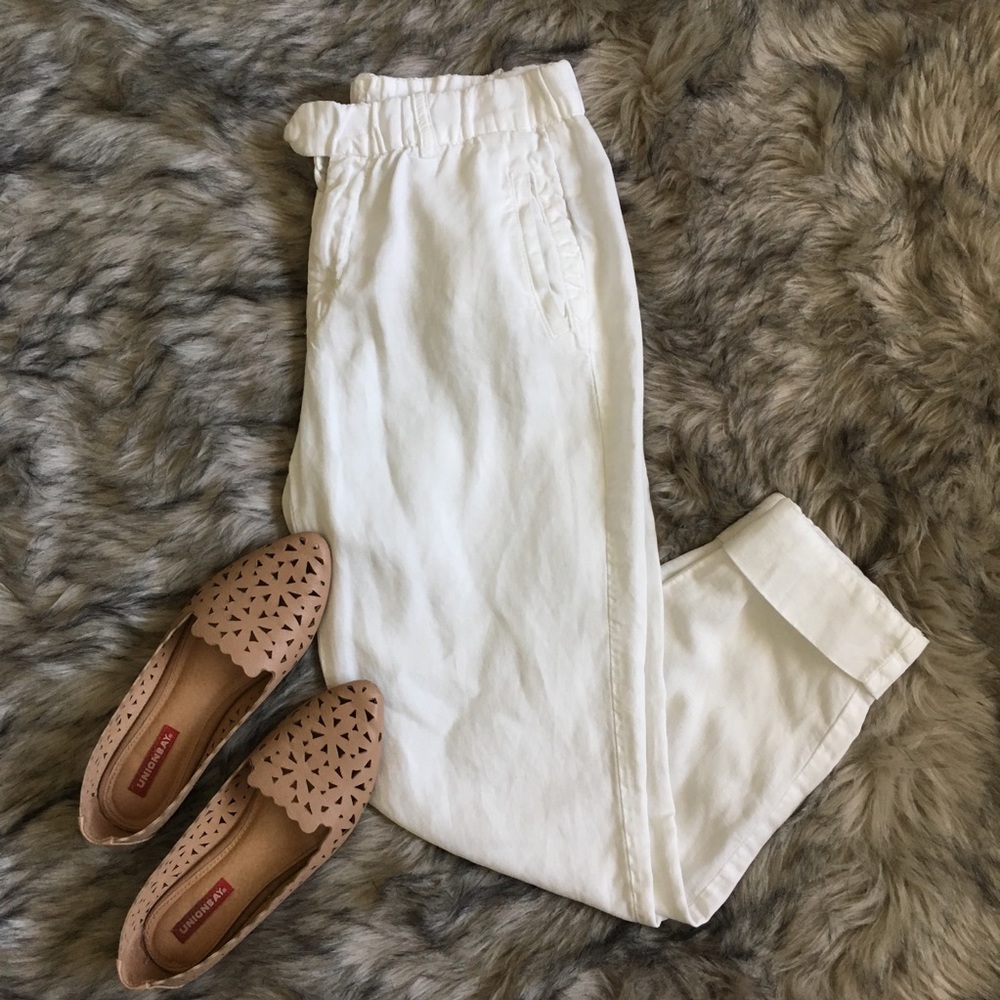 J. Crew White Linen Pants